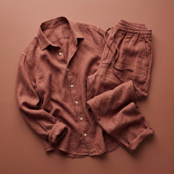 Len 100% Stonewashed ubraniowy ceglasty (603) - 190g