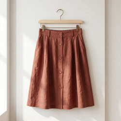 Brick 100% Linen Stonewashed Apparel Fabric  - 190 gms