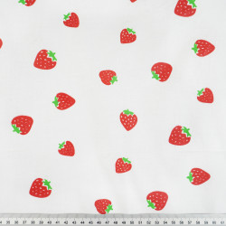 Cotton Fabric Strawberries on a White Background