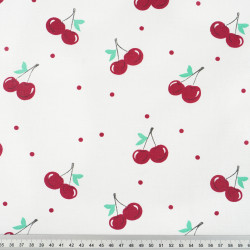 Cotton Fabric Cherries on a White Background
