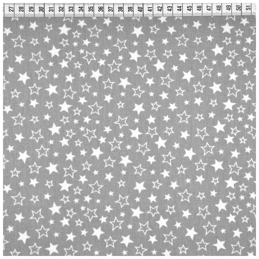 Cotton small white stars on gray white background