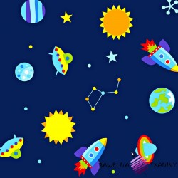 Cotton colorful universe on navy blue background