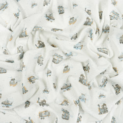 Printed Muslin Double Gauze – Blue-Beige Vehicles