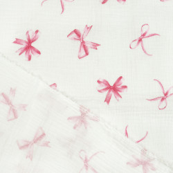 Printed Muslin Double Gauze – Pink Bows