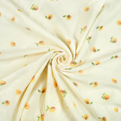 Printed Muslin Double Gauze – Peaches on Ecru Background