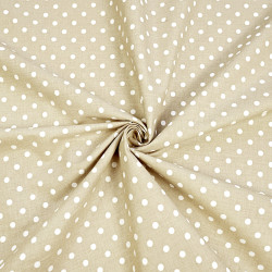 Bawełna 100% kropki 4mm białe na beżowym tle
