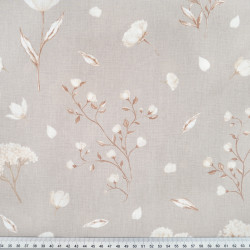 Cotton Fabric Ecru Flowers on a Beige Background – 220 cm