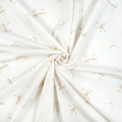Cotton Fabric Beige Bows on a White Background