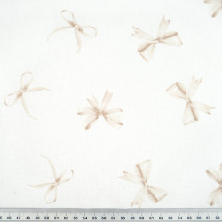 Cotton Fabric Beige Bows on a White Background