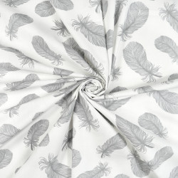 Cotton gray feathers on a white background