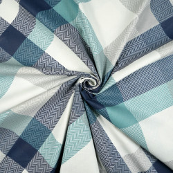 Bawełna 100% krata tartan w jodełkę granatowo turkusowa – 220 cm