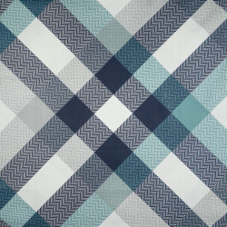 Cotton Fabric Navy Turquoise Herringbone Tartan – 220cm