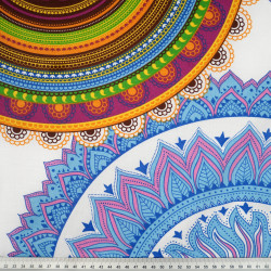 Cotton 100% Colorful Large Mandalas on a White Background
