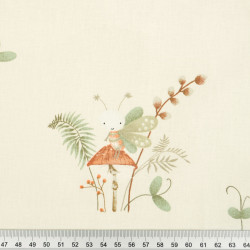 Cotton Fabric Insects & Ants on Mushrooms on a Ecru Background