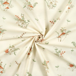 Cotton Fabric Insects & Ants on Mushrooms on a Ecru Background