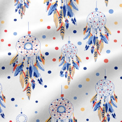 Cotton Fabric Blue and Beige Dreamcatchers