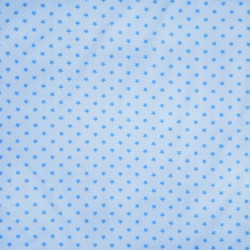 Cotton Fabric Blue 8mm Stars on Light Blue Background