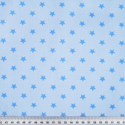 Cotton Fabric Blue 8mm Stars on Light Blue Background
