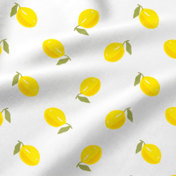 Cotton Fabric Lemons on a White Background