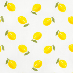 Cotton Fabric Lemons on a White Background