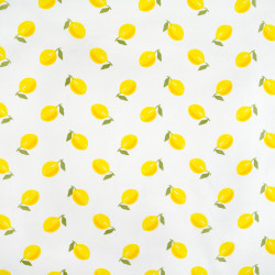 Cotton Fabric Lemons on a White Background