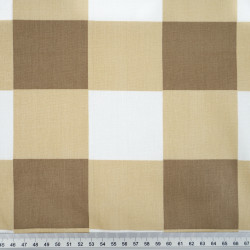Cotton Fabric Large Beige-Brown Buffalo Check