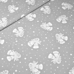 Cotton Christmas pattern bells on gray background