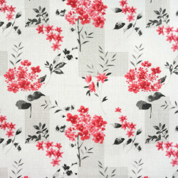 Cotton Fabric Red & Black Flowers on a Melange Background