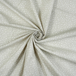 Cotton Fabric White Mini Meadow with Dots on a Beige-Gray Background