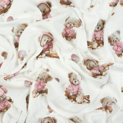 Printed Muslin Double Gauze – Bears with Seashells