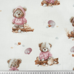 Printed Muslin Double Gauze – Bears with Seashells
