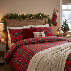 Cotton Fabric Christmas Tartan Red & Blue