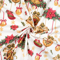 Cotton Fabric Christmas Ornament Garland on a White Background
