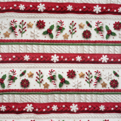 Cotton Fabric Red & Beige Christmas Sweater Print