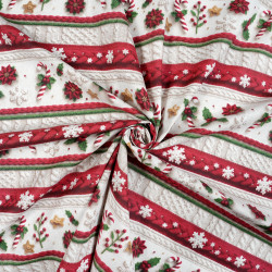 Cotton Fabric Red & Beige Christmas Sweater Print