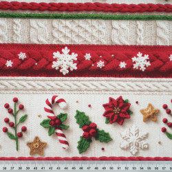 Cotton Fabric Red & Beige Christmas Sweater Print