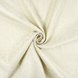 Ecru stain resistant tablecloth fabric - ornament pattern