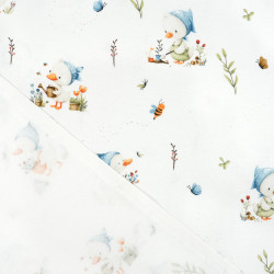 Flannel Blue Ducklings in the Garden on a White Background