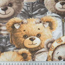 Cotton Fabric 3D Beige & Brown Bears