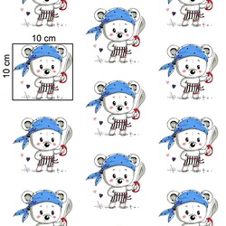 Cotton blue bears pirates on white background