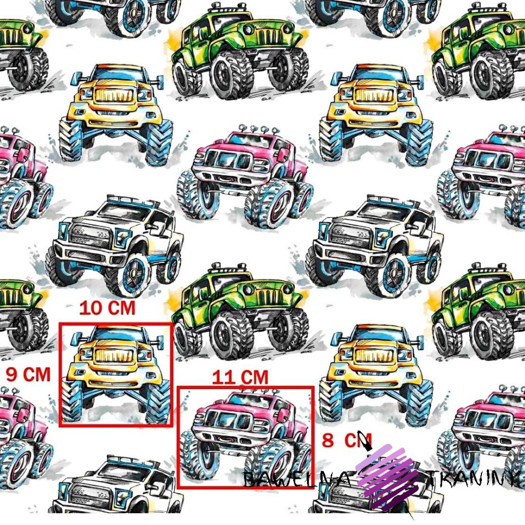 Cotton Off-road cars on white background
