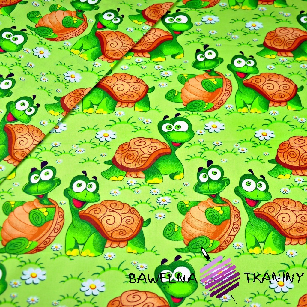 Cotton turtles on green background