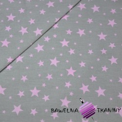 cotton new small and big pink stars on gray