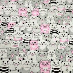 Cotton white, gray & pink cats