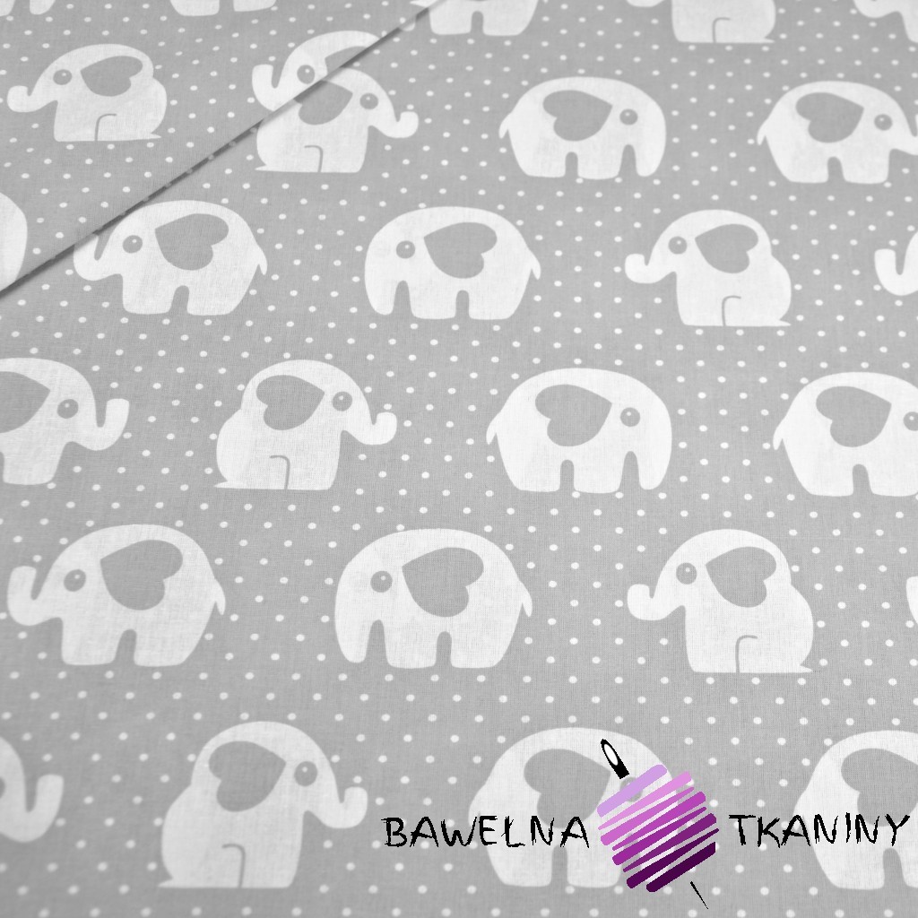 Cotton elephants with dots on gray background