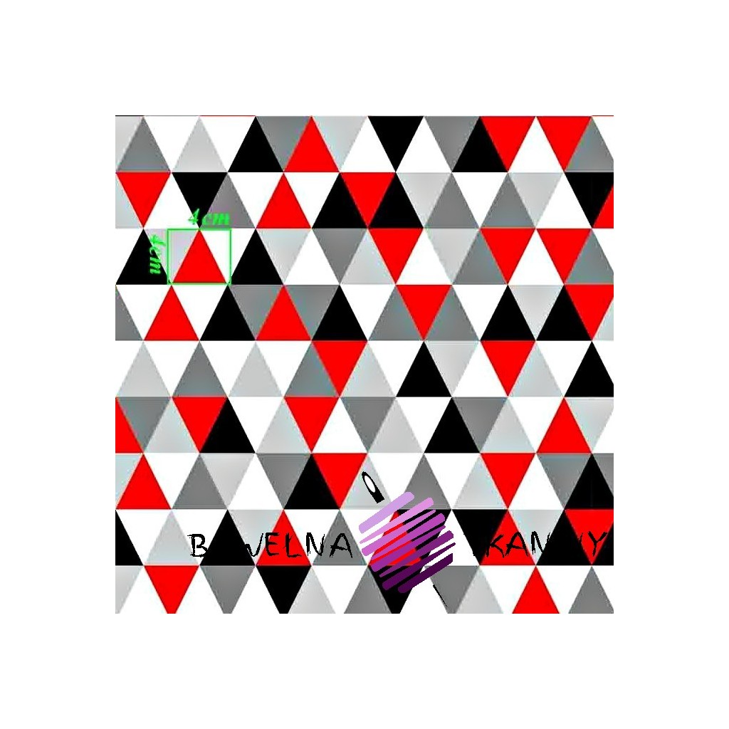 Bawełna trójkąty czerwono szare