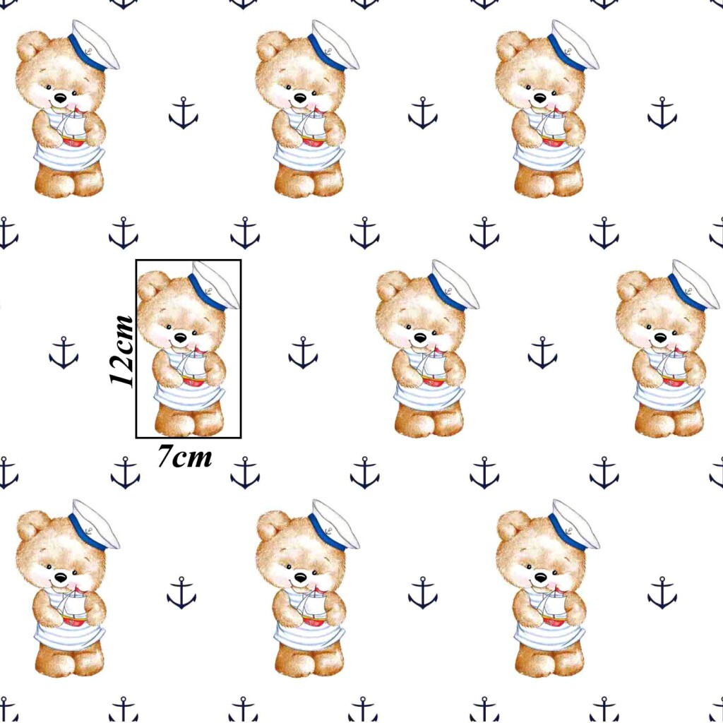 Cotton sailors bears on white background