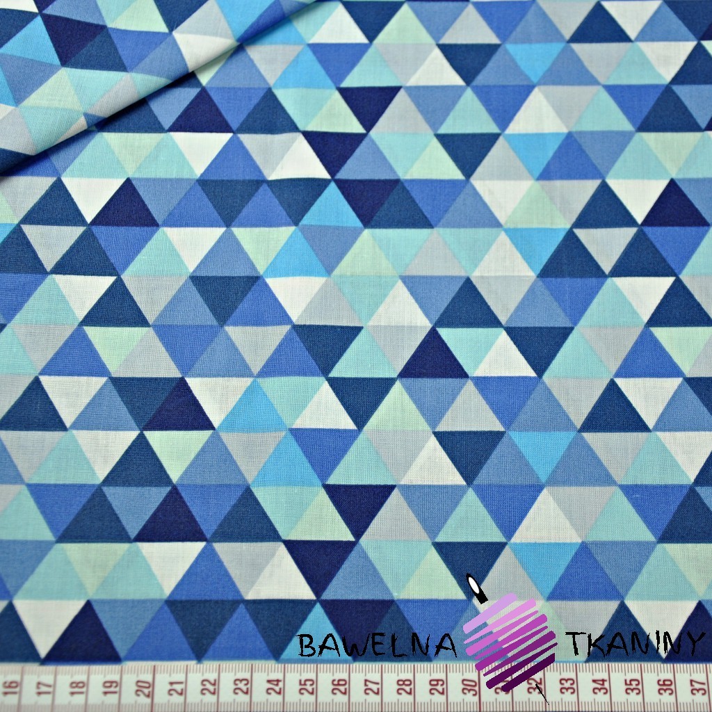 Cotton triangles small colorful blue on a white background