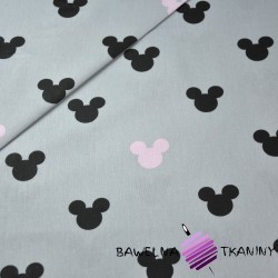 Cotton black & różowe mickey mouse on grey background