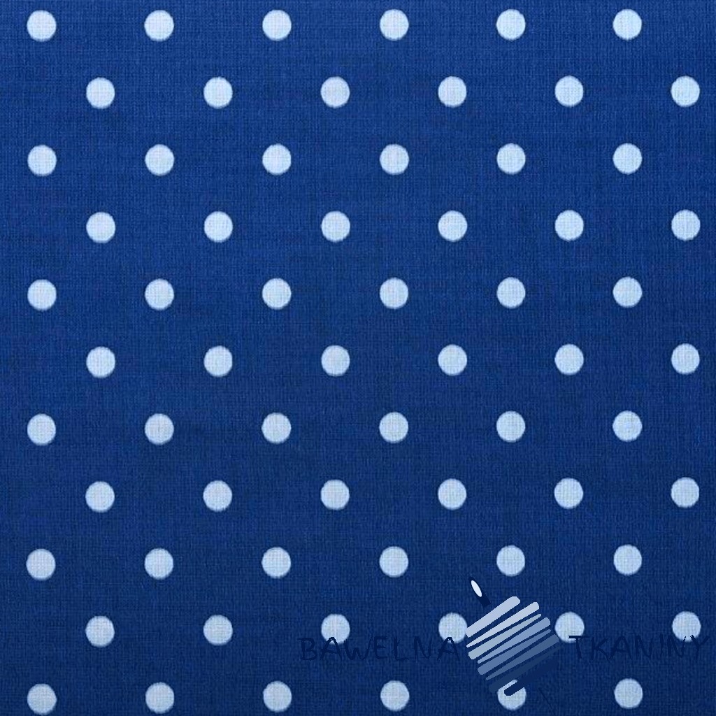 Cotton white dots on navy blue background